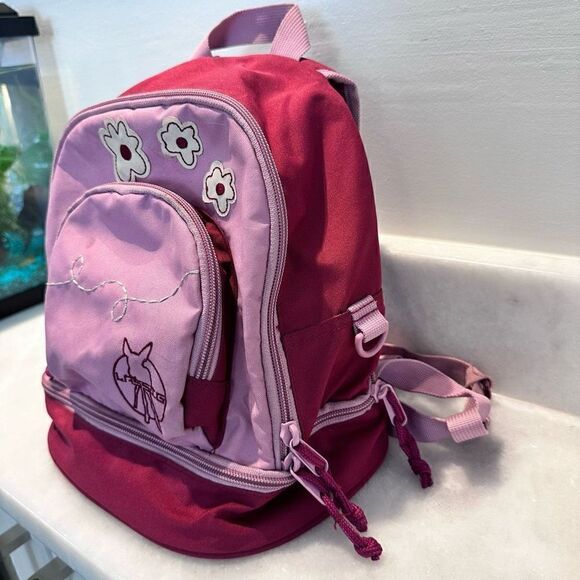 Lassig Embroidered Pre-School Kindergarten Backpack With Chest Strap Red Pink - Picture 3 of 4